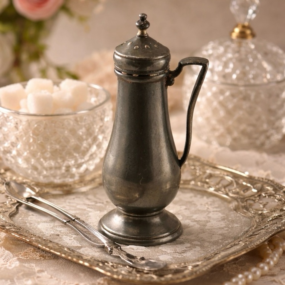 Vintage Prisk Pewter Sugar Shaker Caster Muffineer 4” Colonial Style - Picture 2 of 8